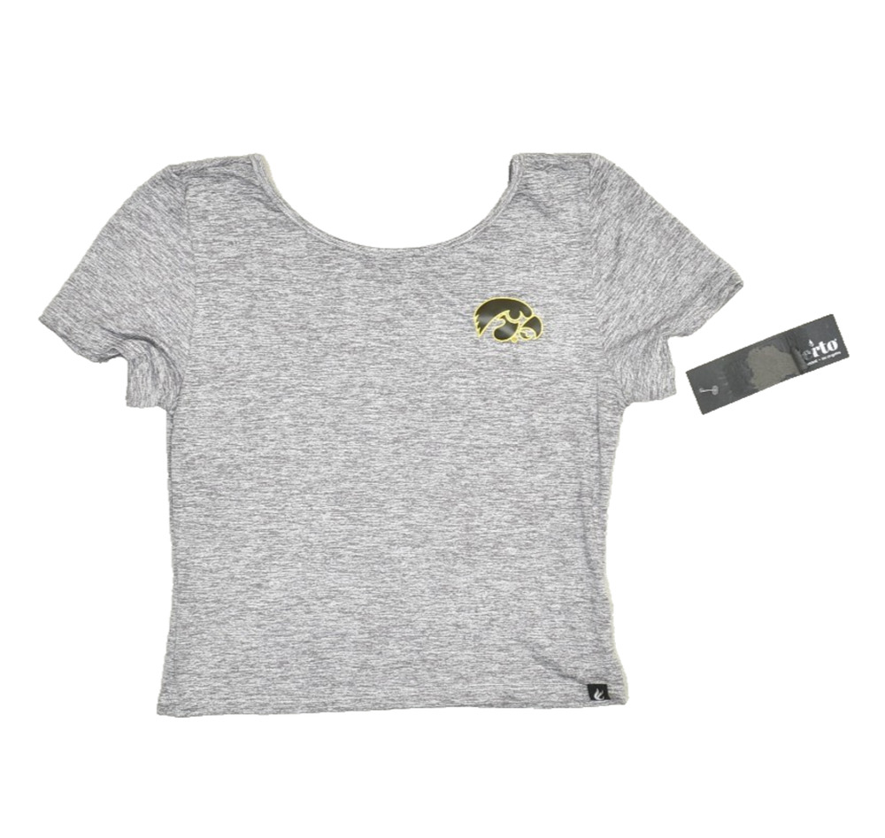 NEW Certo Iowa Hawkeyes Scoop Back Tee Short Sleeve Top Gray Size Small